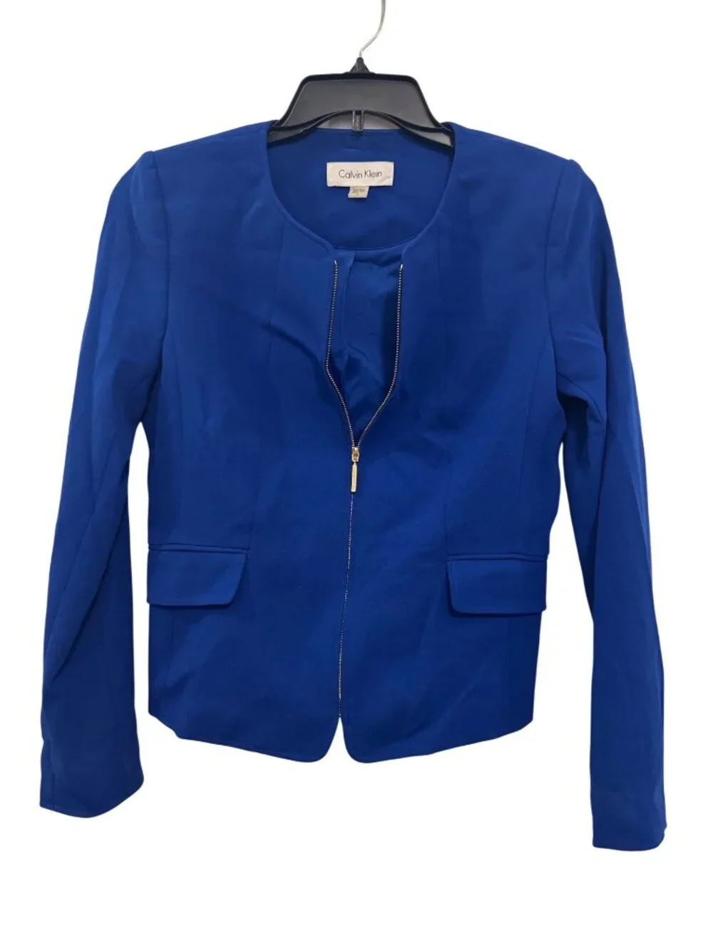 Calvin Klein Womens Royal Blue Zip-Front Blazer Jacket Size 8 NWT - Picture 7 of 7